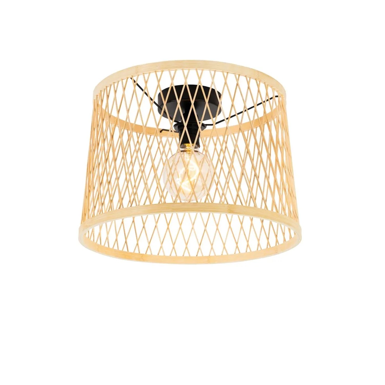 QAZQA Ländliche Deckenleuchte Rattan 40 cm IP44 Calamus