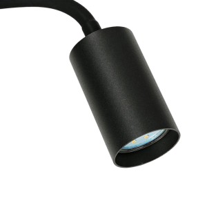 Schwarze EASYLIGHT Leselampe aus Metall mit Flexarm für GU10 Leuchtmittel.
