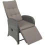 Grauer Relaxsessel Salerno (2er-Set) mit verstellbarer Rückenlehne und Fußteil aus Polyrattan.