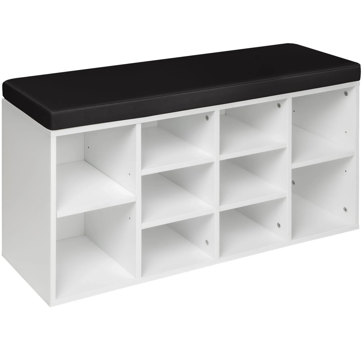 Tectake Schuhschrank Max Für 10 Paar Schuhe Mit Abnehmbarem Sitzpolster  103 50 x 30 x 48 cm Schwarz Weiß