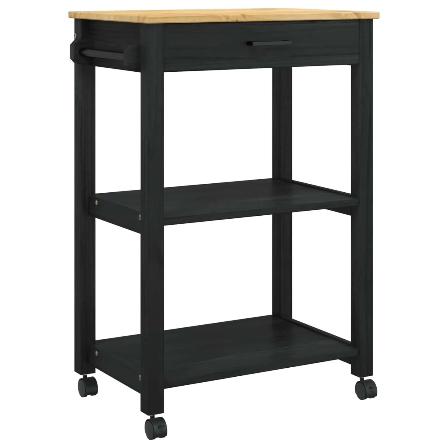 vidaXL Küchentrolley MONZA Schwarz 60 x 40 x 88,5 cm Massivholz Kiefer 42027036