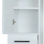 Weißer Trendteam Bad-Hochschrank Skin Bad, 30 cm breit, mit Schublade und offenen Türen.