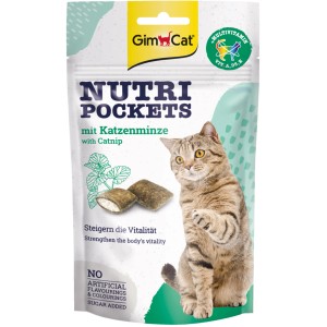 GimCat Nutri Pockets mit Katzenminze, 60g Katzen-Snack für Vitalität und Immunsystem.