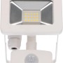 Weißer LED-Außenstrahler mit Sensor, 10W, 4000K, 1100lm, IP44. Ideal für Haus, Garten und Lager.
