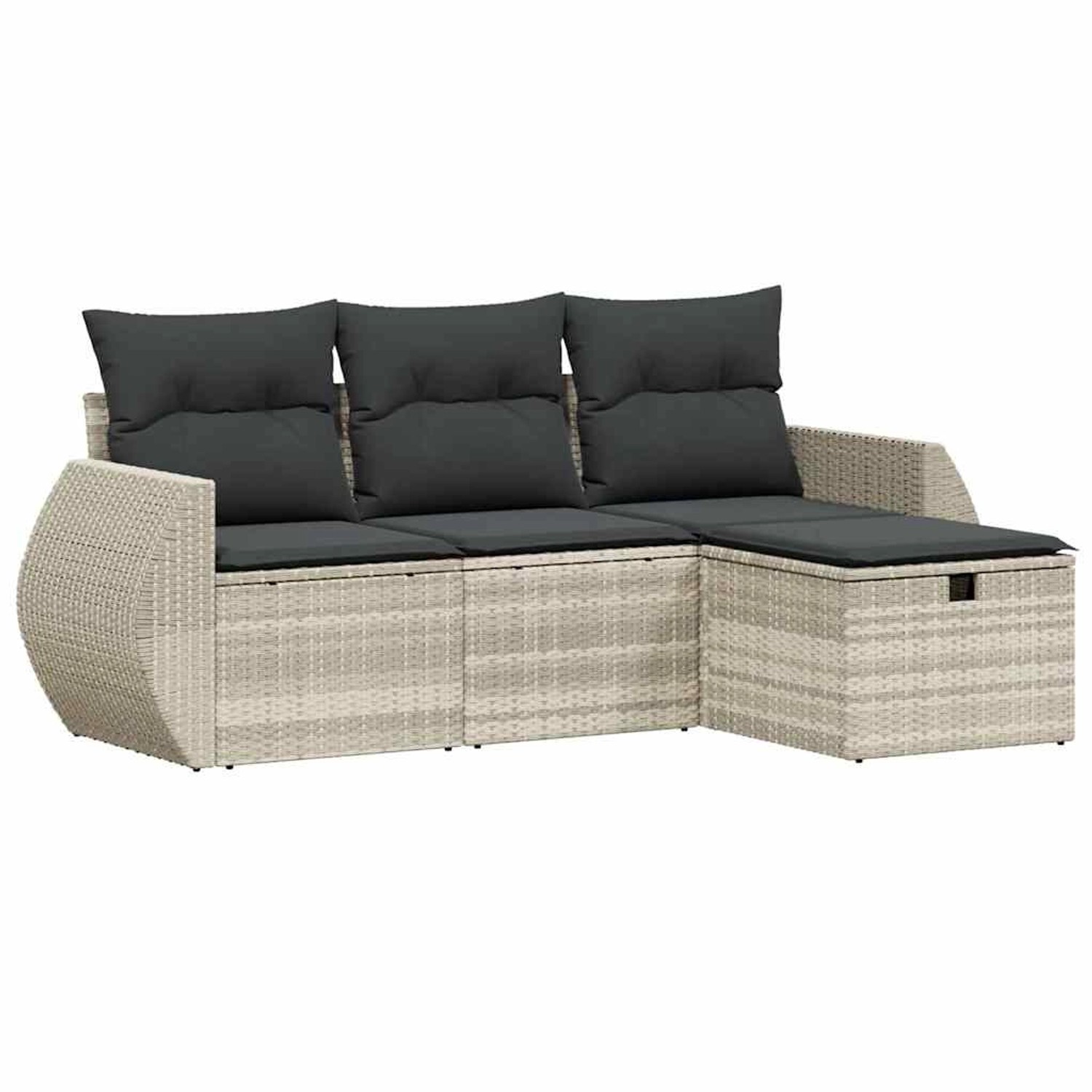 vidaXL 4-Tlg Garten-Sofagarnitur mit Kissen Hellgrau Poly Rattan 3264068 günstig online kaufen