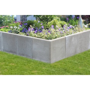 Diephaus L-Stein Ecke, unbewehrt, grau, 30x40x40x7 cm, als Beetbegrenzung im Garten.