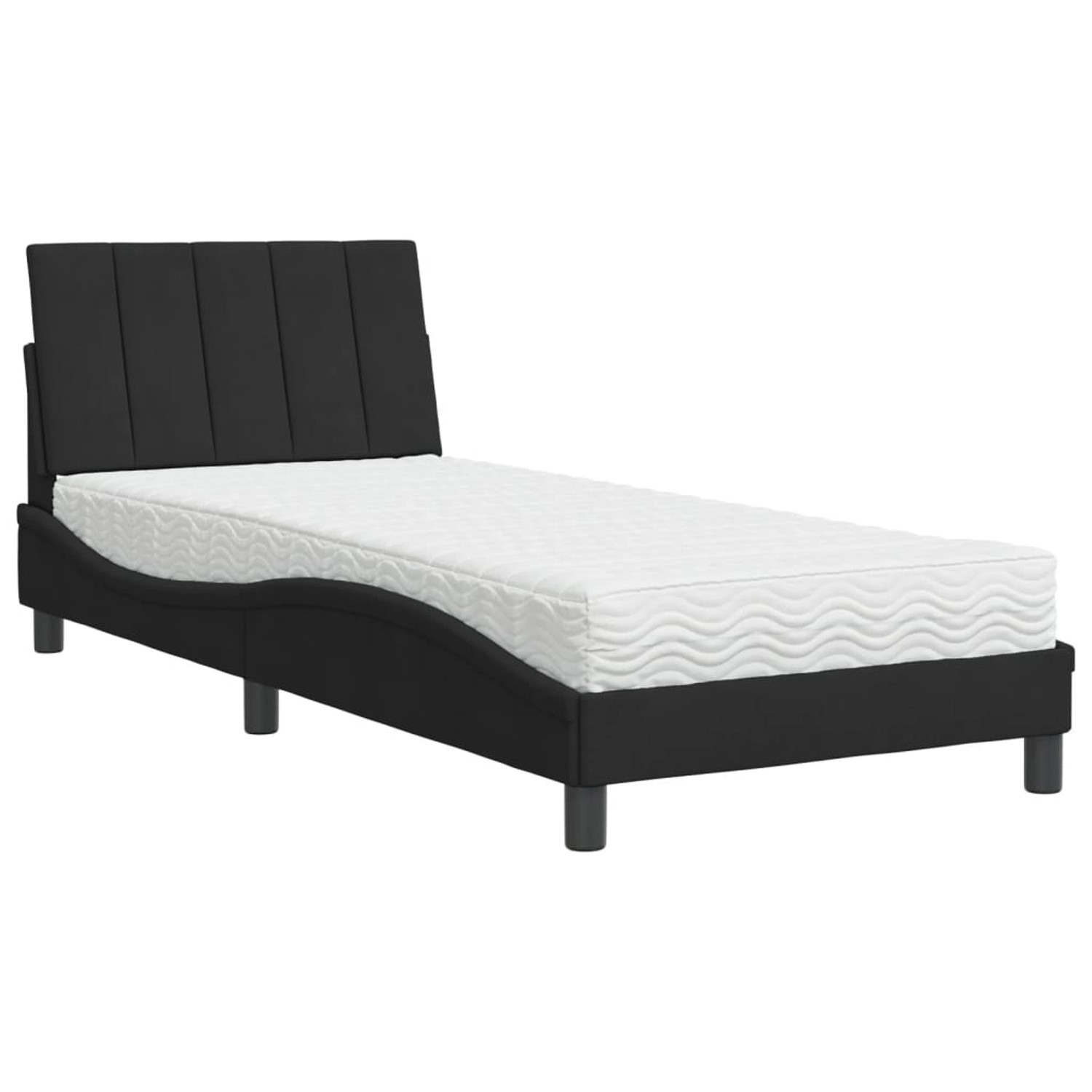 vidaXL Bett mit Matratze Schwarz 90x190 cm Samt2008796