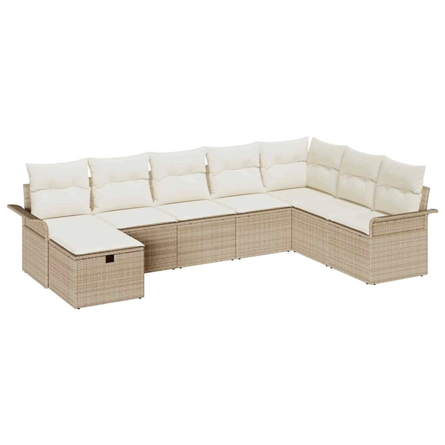 vidaXL Garten-Sofa-Set mit Kissen mit Speicher 8-Tlg Beige Poly Rattan 3360 günstig online kaufen