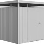 Biohort HighLine Gerätehaus H6, silber-metallic, 8,5 m² mit Doppeltür.