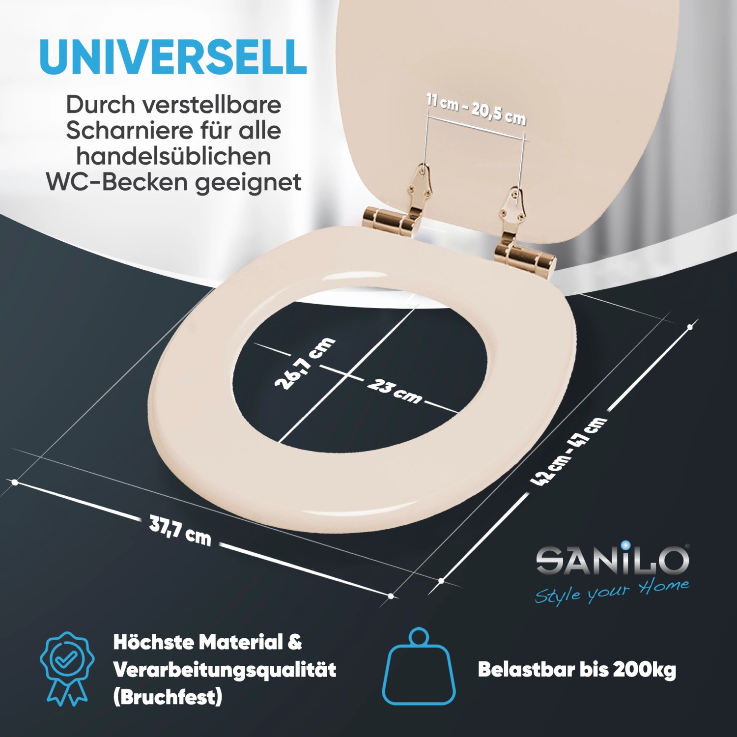 Sanilo WC Sitz mit Absenkautomatik Bahamabeige, Hochwertiger und