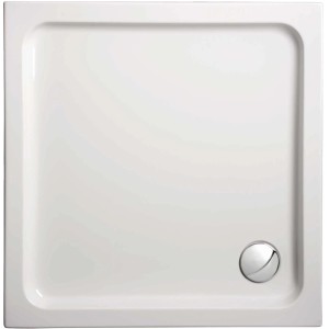 Quadratische, weiße Ceravid Duschwanne 80x80 cm mit Ablaufgarnitur im Komplett-Set.