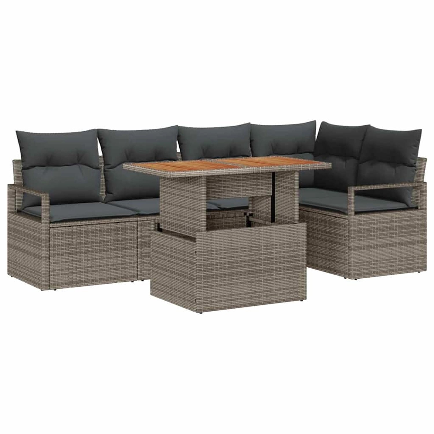 vidaXL Garten-Sofa-Set mit Speicher 6-Tlg Grau Poly Rattan 3358449 günstig online kaufen