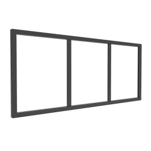 Schwarzes Vente-unique Bayview Oberlicht, 93 cm breit, mit 3-teiligem Rahmen im Industrial-Stil.