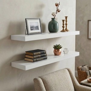 Relaxdays Wandregal MDF Weiß mit Metallhalterung 100 cm x 23 cm x 4 cm