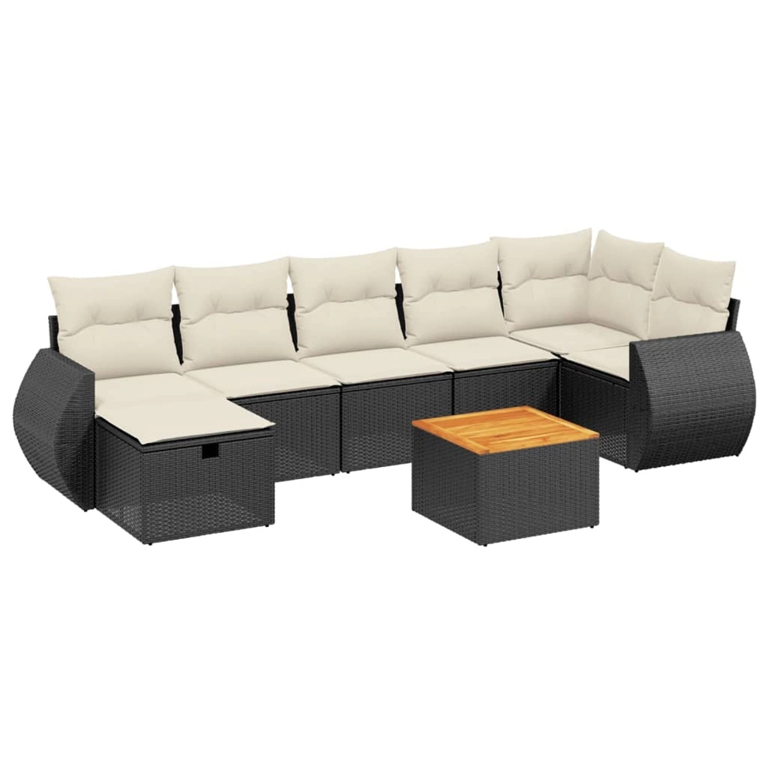 vidaXL 8-Tlg Garten-Sofagarnitur mit Kissen Schwarz Poly Rattan 3265067 günstig online kaufen