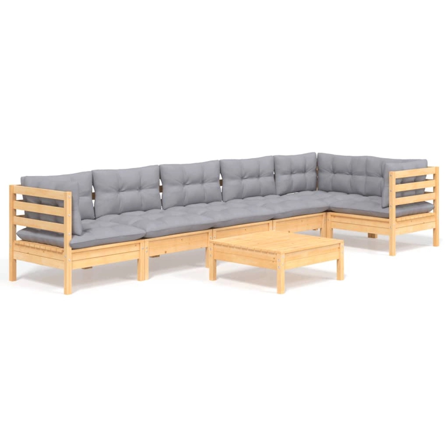 vidaXL 7-Tlg Garten-Lounge-Set mit Grauen Kissen Kiefernholz 3096399 günstig online kaufen