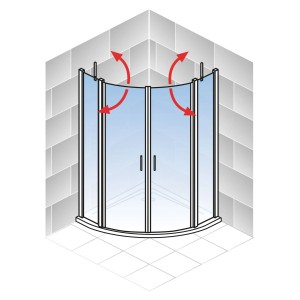 Schulte Runddusche Garant 2.0, 90x90 cm, Alu-Natur, mit Pendeltür und Sicherheitsglas.