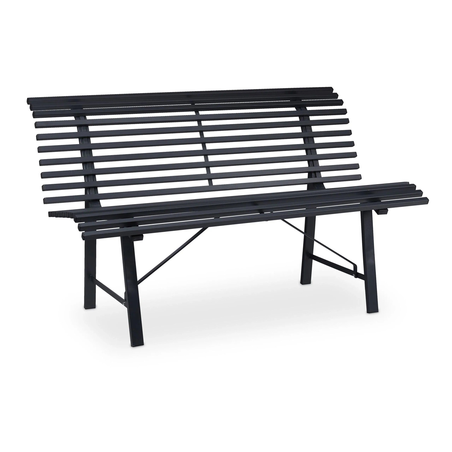 Relaxdays Gartenbank Stahl Anthrazit für 2 Personen 79 cm x 130 cm x 75 cm 18,4 kg