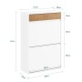 SoBuy Schuhschrank Schmal mit Schublade Schuhkommode mit 2 Klappen 61x91x26cm Weiß FSR205-WN_3