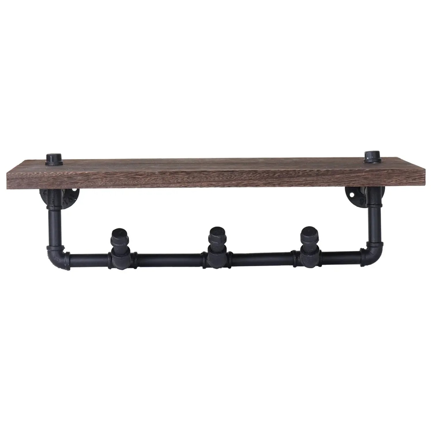 BERLINLODGE Wandgarderobe HxBxT 16x60x25cm Ablageregal Hängegarderobe Garderobenpaneel Industriedesign Braun_4