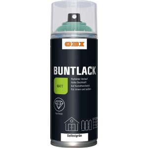 OBI Buntlack Spray, Salbeigrün matt, 400ml Dose für Innen & Außen.