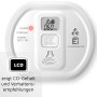 Ei Electronics Kohlenmonoxidmelder Ei208D: Weißer CO-Melder mit Display, das den CO-Gehalt anzeigt.