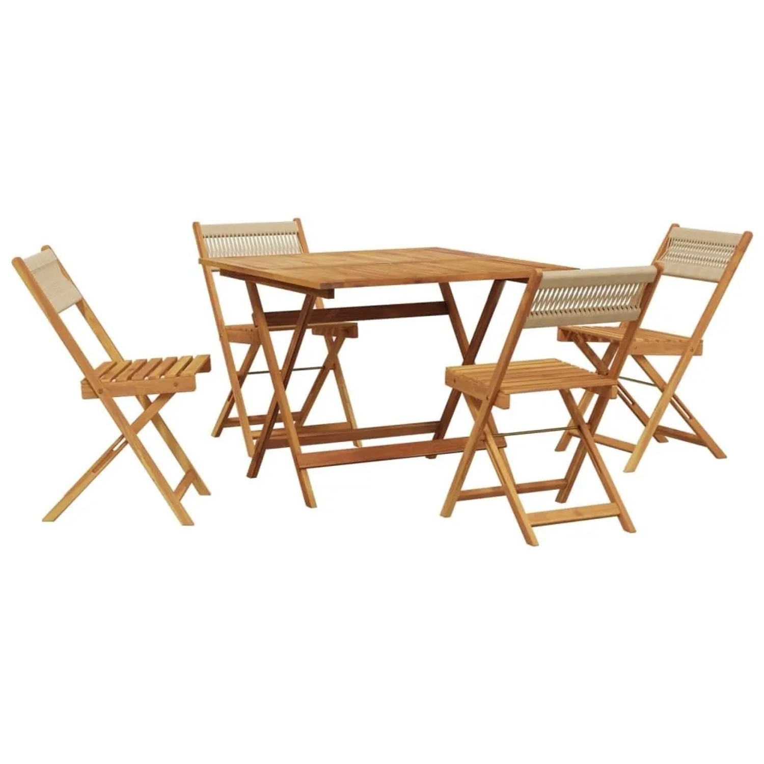 vidaXL 5-Tlg Garten-Essgruppe Polypropylen und Massivholz Beige 3281783
