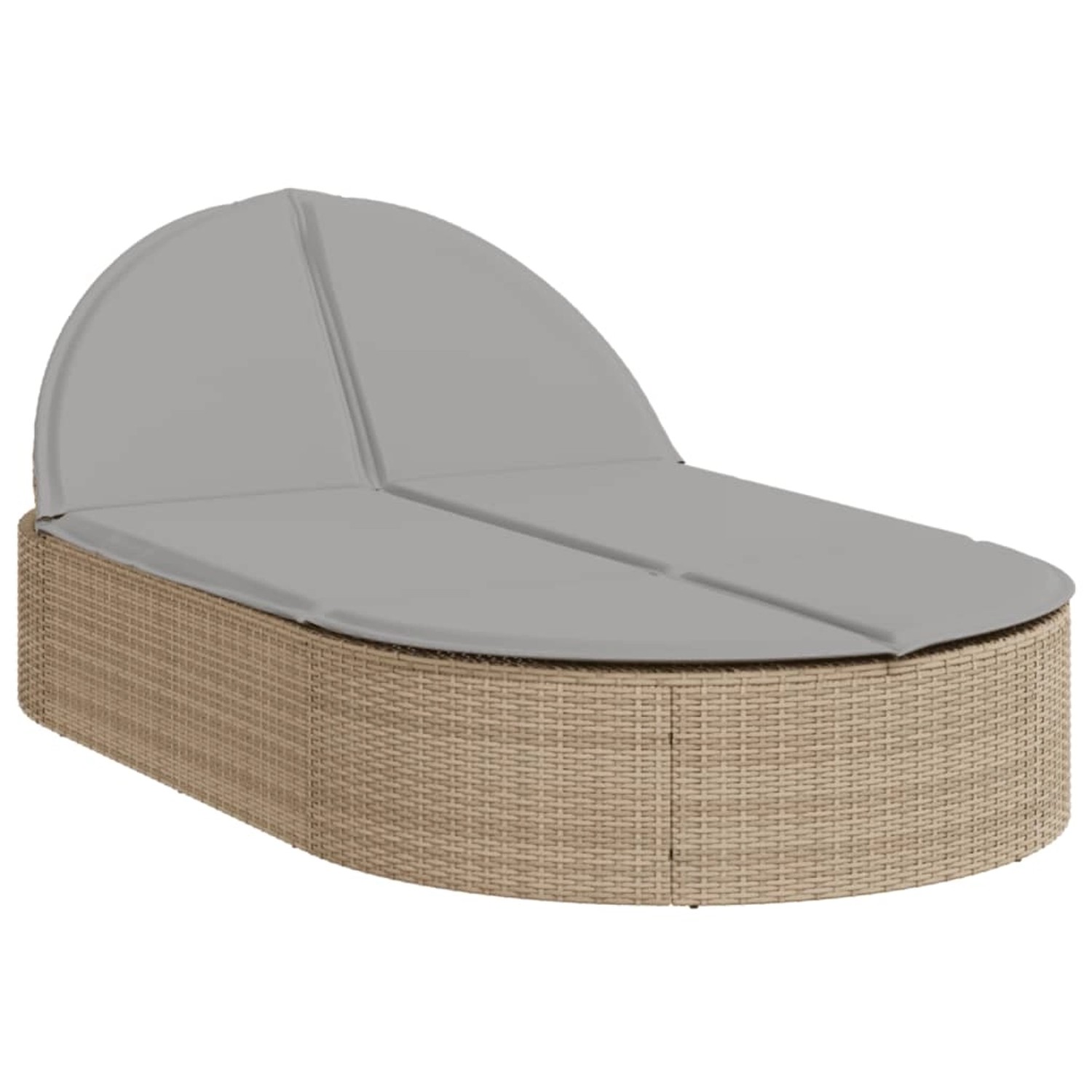 vidaXL Doppel-Sonnenliege mit Auflagen Beige Poly Rattan 368649