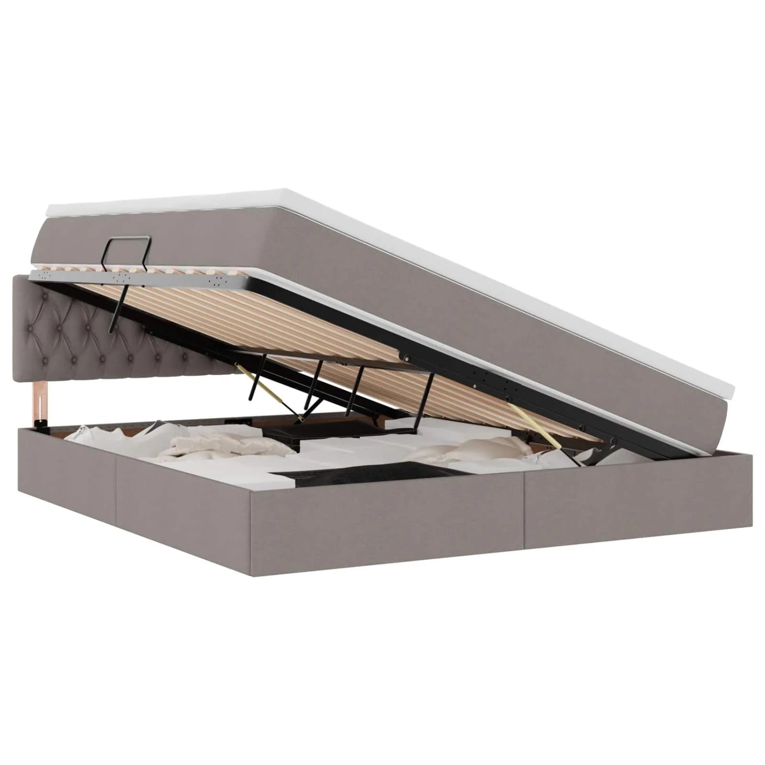 vidaXL Aufbewahrungsbett mit Matratze Taupe 180 x 200 cm Holzwerkstoff 3370590