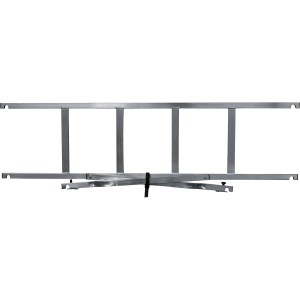 Zusammengeklapptes Krause GuardMatic-System ProTec Gerüst, platzsparend mit Gurtband fixiert.