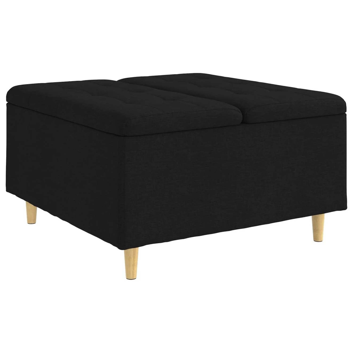 vidaXL Aufbewahrungsottomane mit Kissen Schwarz 80 x 80 x 45 cm Stoff 876835