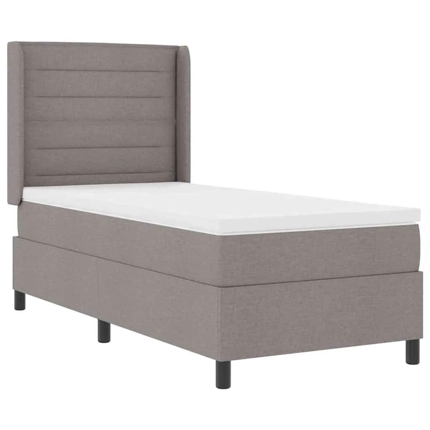 vidaXL LED Boxspringbett mit Matratze Taupe 100 x 200 cm Stoff 3343431