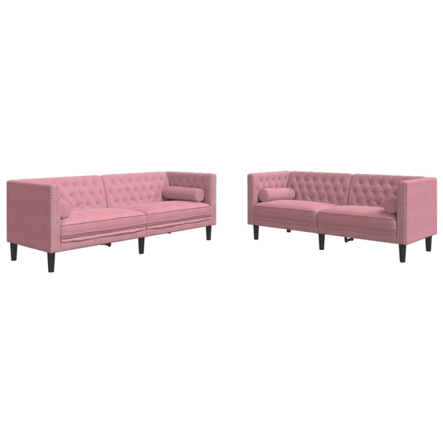 vidaXL 2-Tlg Chesterfield-Sofa-Set mit Nackenrollen Rosa Samt 3209294