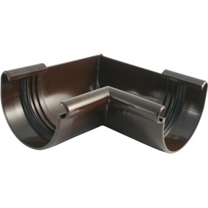 Braune Marley Dachrinnen-Innenecke RG 100 aus Kunststoff im 90-Grad-Winkel.