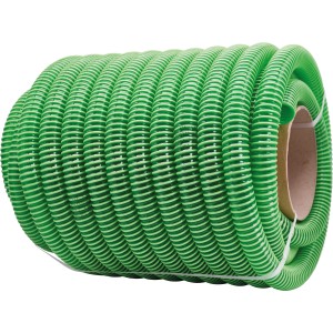 Fitt Spiralschlauch, Ø 25 mm, grün, aufgerollt. Gartenschlauch für Bewässerung und Wasserabpumpen.