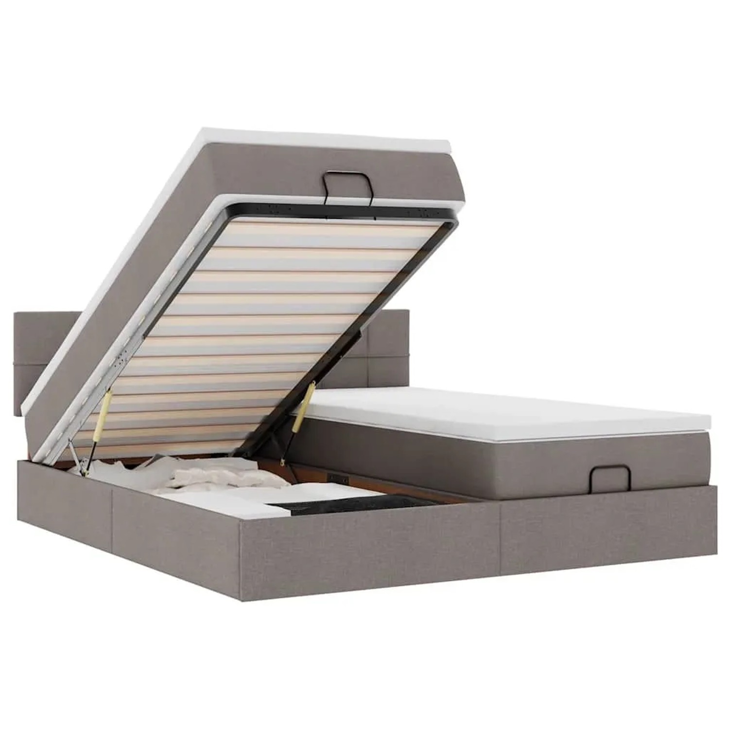 vidaXL Ottoman-Bett mit Matratzen & LEDs Taupe 180x200 cm Stoff 3312847