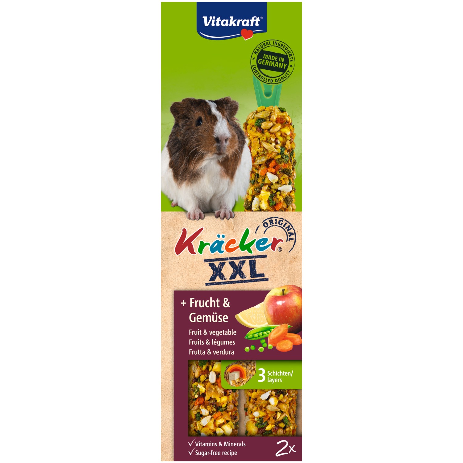 Vitakraft Kräcker® XXL mit Früchten und Gemüse für Meerschweinchen 2 ...