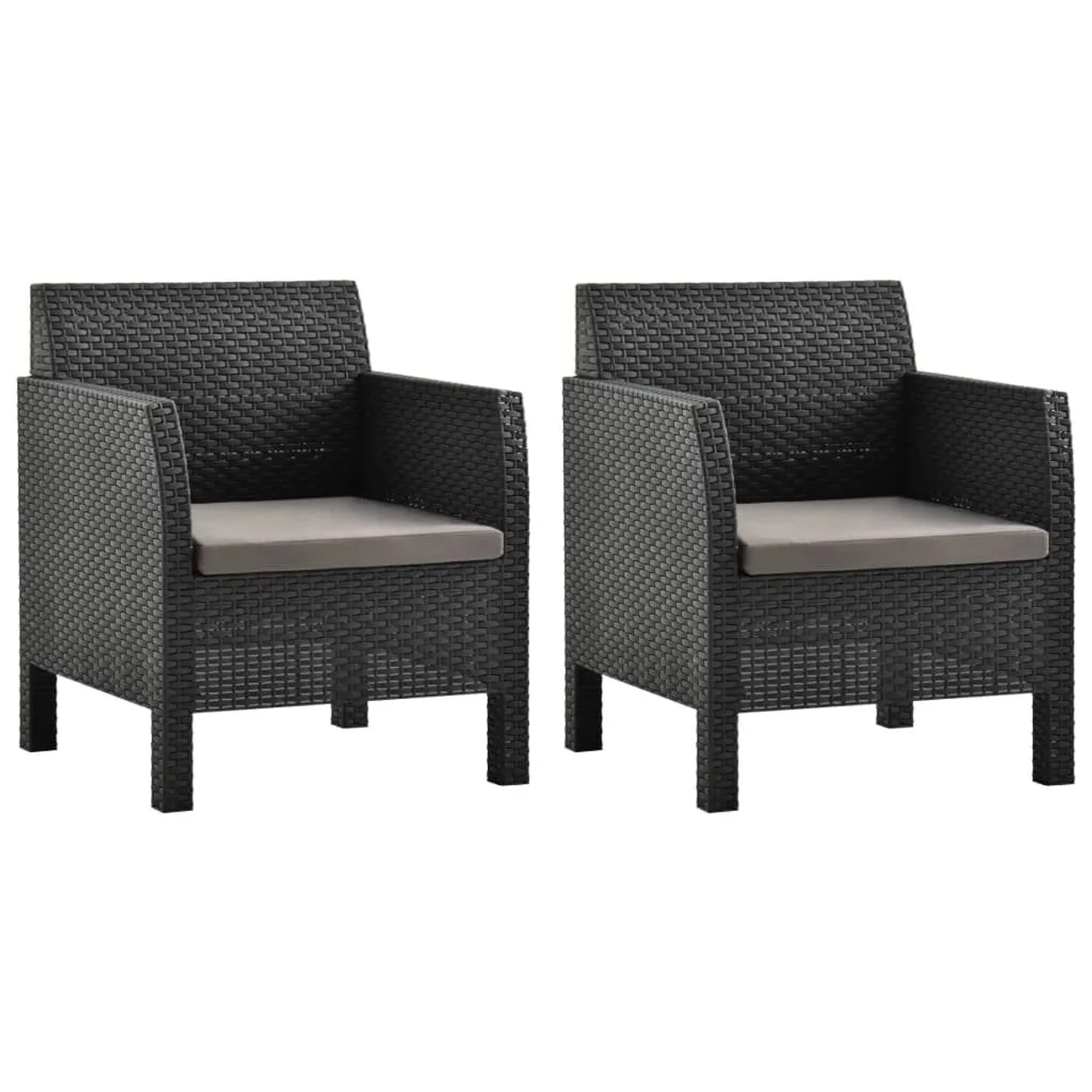Furnicato Gartenstühle Mit Kissen 2 Stk Pp Rattan Anthrazit