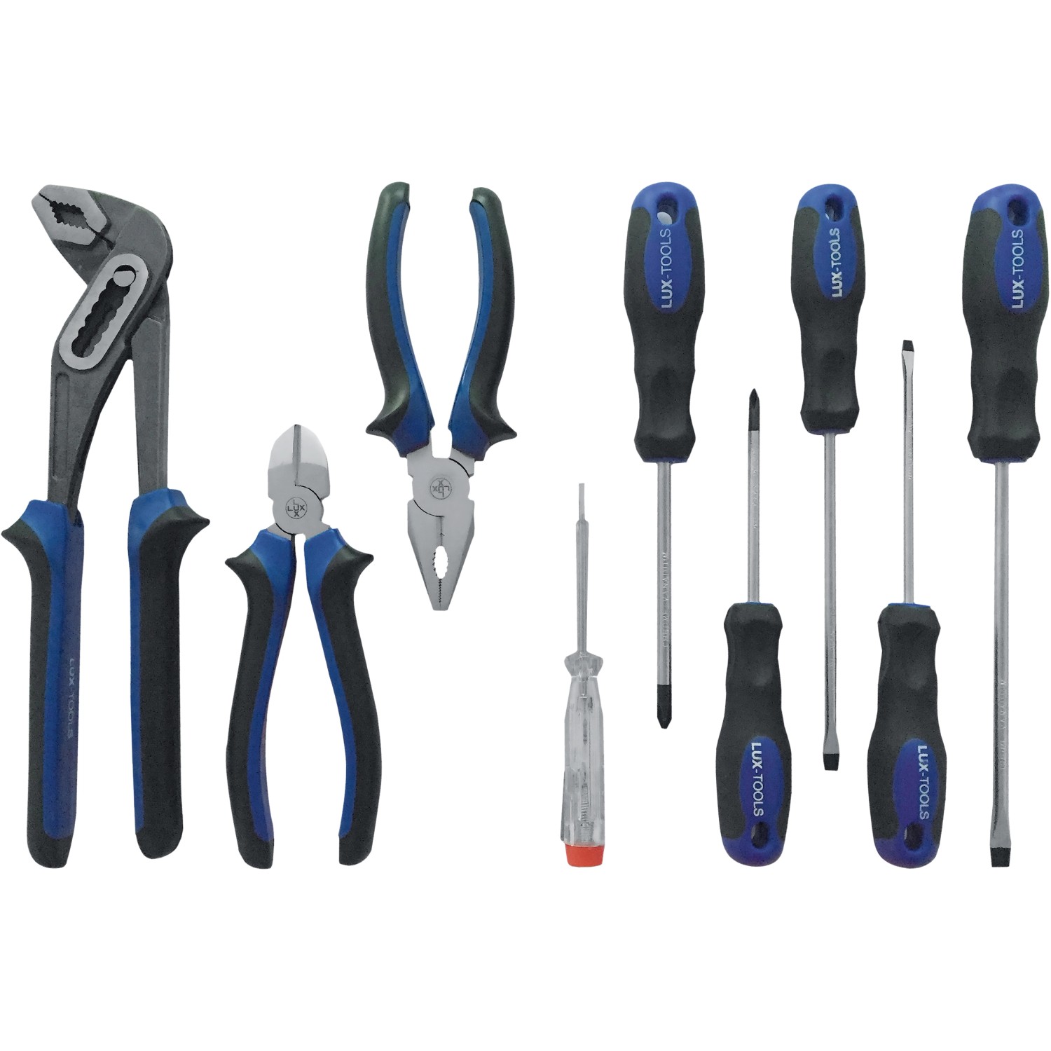 LUX Werkzeugkoffer 129-teilig: Zangen, Schraubendreher und weiteres Werkzeug im Set.