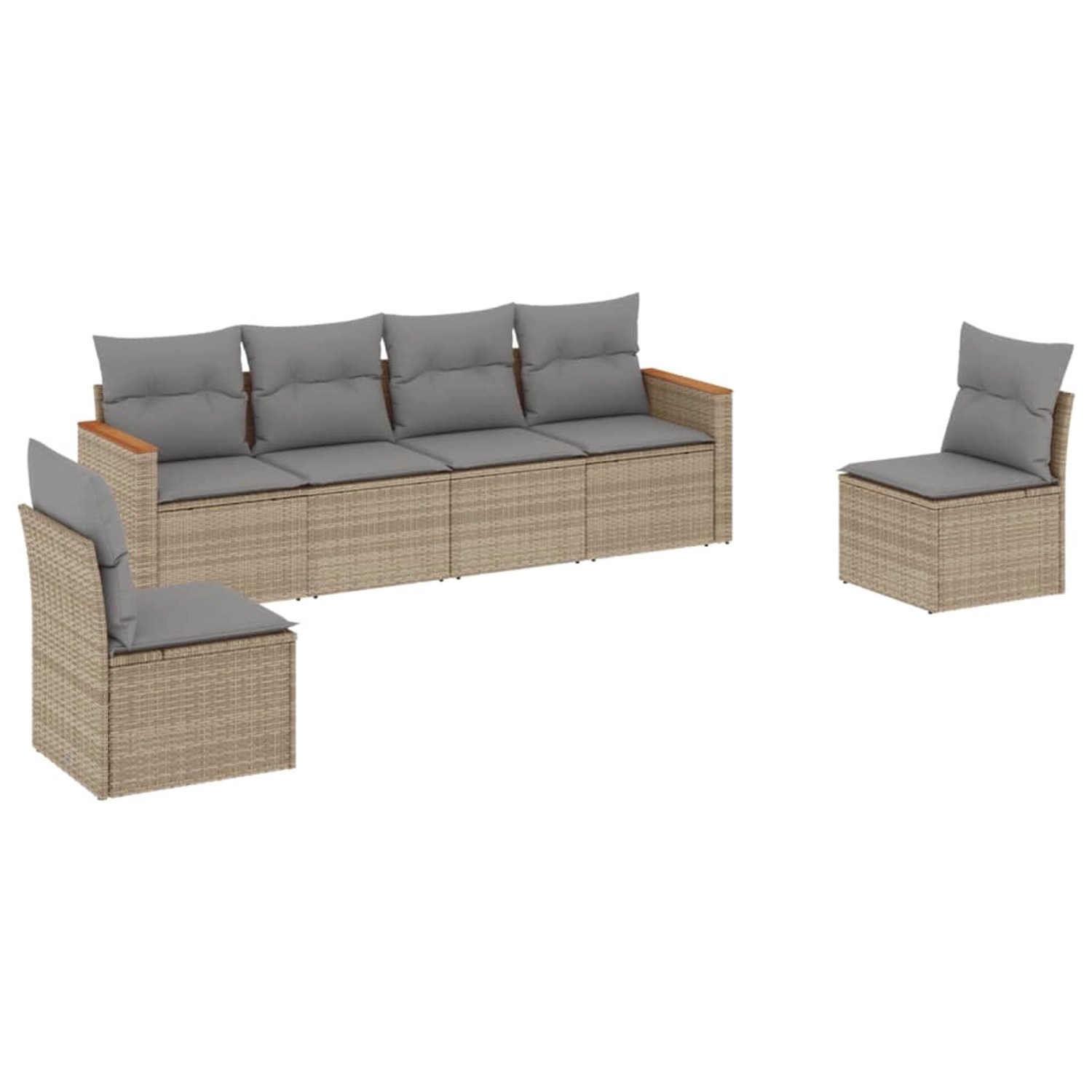 vidaXL 6-Tlg Garten-Sofagarnitur mit Kissen Beige Poly Rattan 3225863 günstig online kaufen