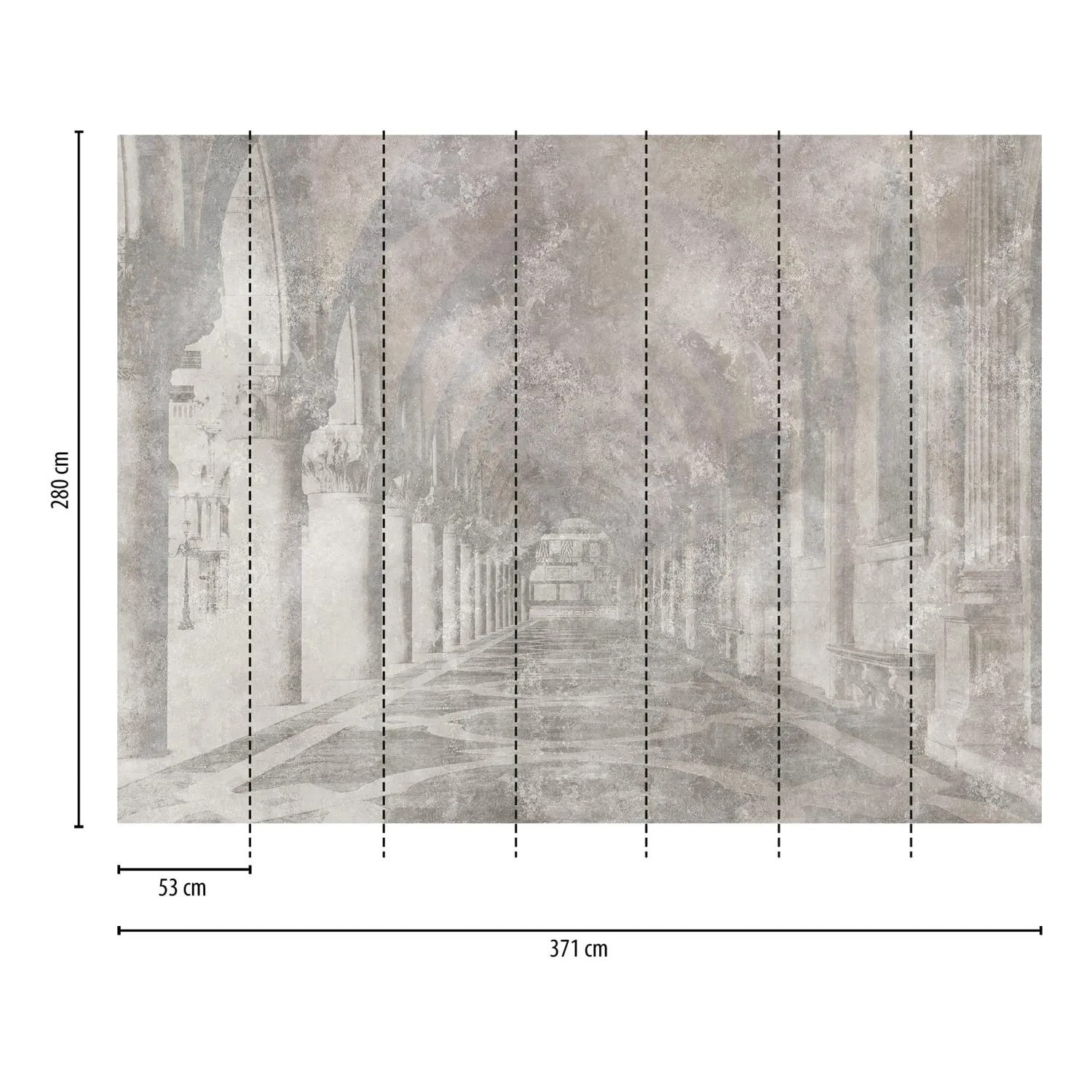 Fototapete Architektur in Grau-Beige mit 3D-Effekt und Betonoptik.