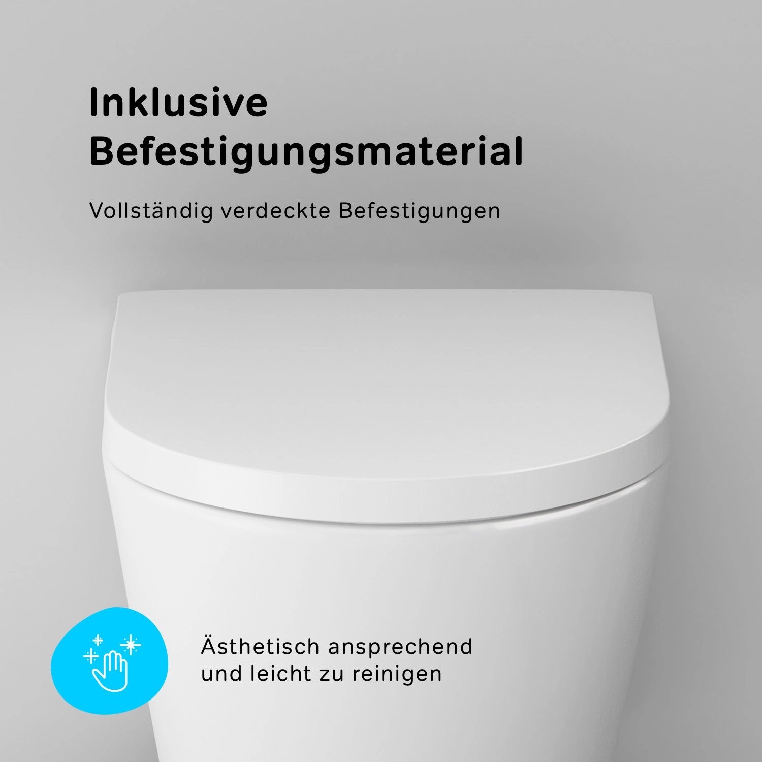 AM.PM WC-Set mit spülrandlosem Wand-WC, Vorwandelement und Betätigungsplatte.