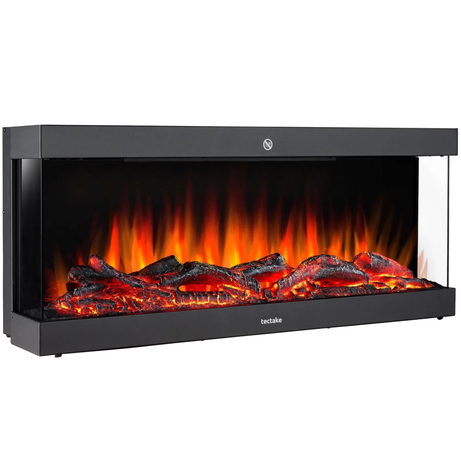 Tectake Elektro Wandkamin Luciano 2 Leistungsstufen Mit 900 W und 1800 W Mit Holz  und Glutimitation Sowie 3D Flammeneffekt  24 5 x 91 4 x 38 cm Schwa