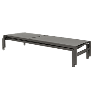 Anthrazitfarbene Bizzotto Stapelliege Konnor mit Rollen, Gartenliege aus Aluminium und Textilene.