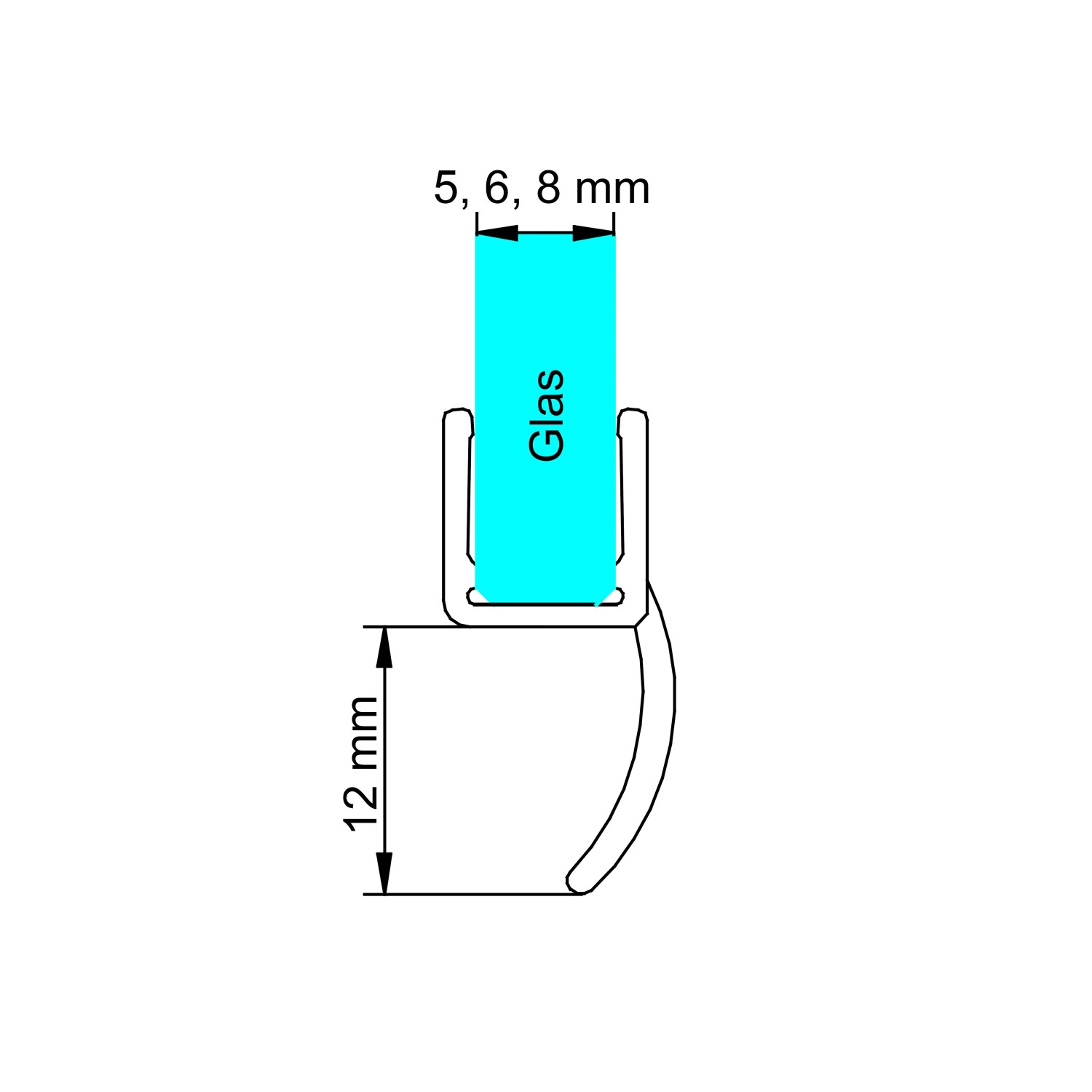 Profil der Schulte Universal Dichtleiste für 5/6/8 mm Duschkabinen, Zubehör für Duschen.