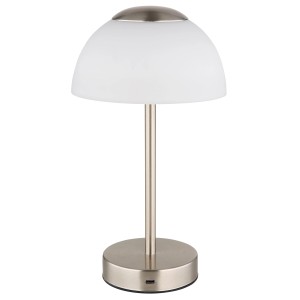 Globo Tischleuchte Sarima, Metall Nickel Matt, 31cm, LED-Tischleuchte mit Touchdimmer.