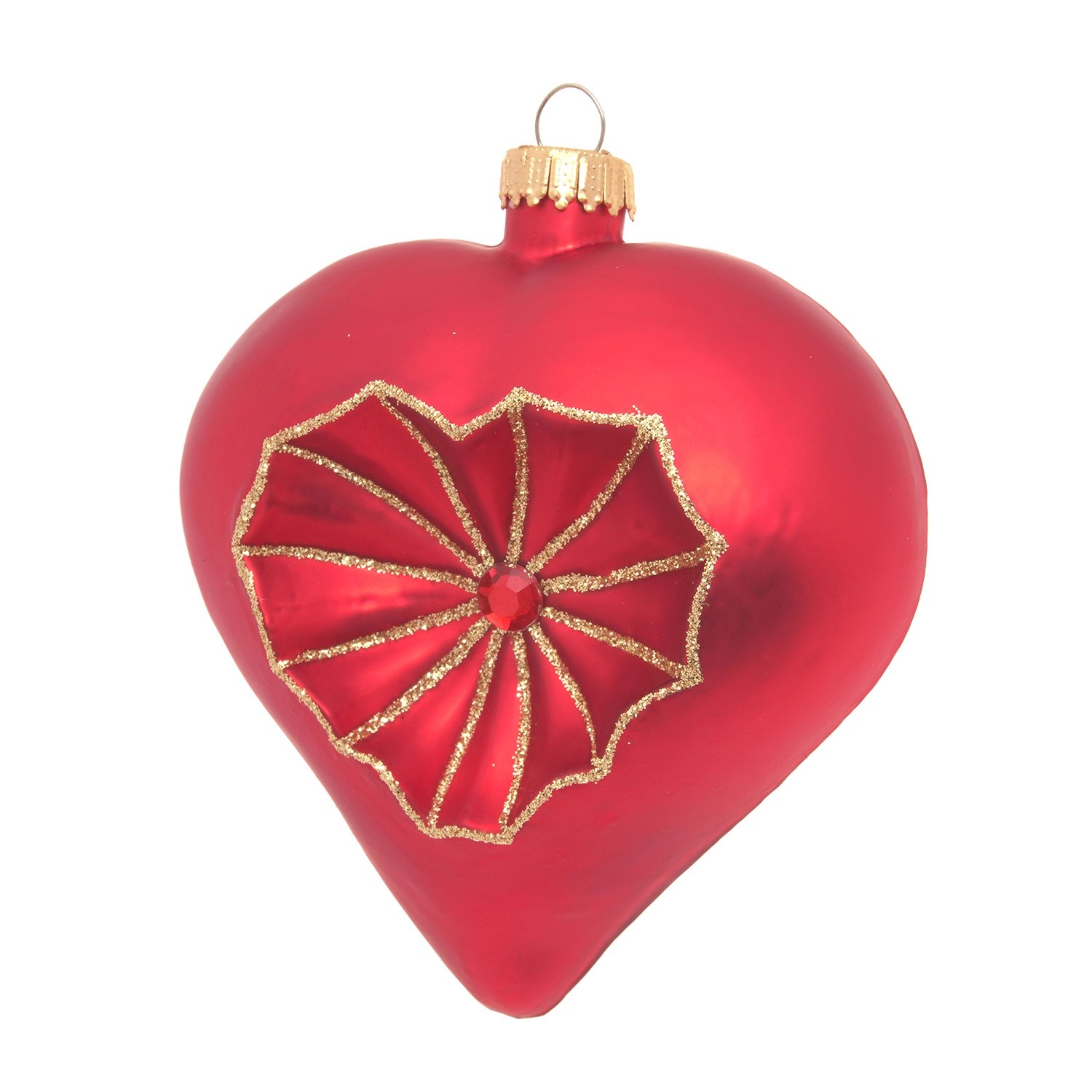 Krebs Glas Lauscha Weihnachtsornament Herz mit Reflex 1-tlg. 5cm