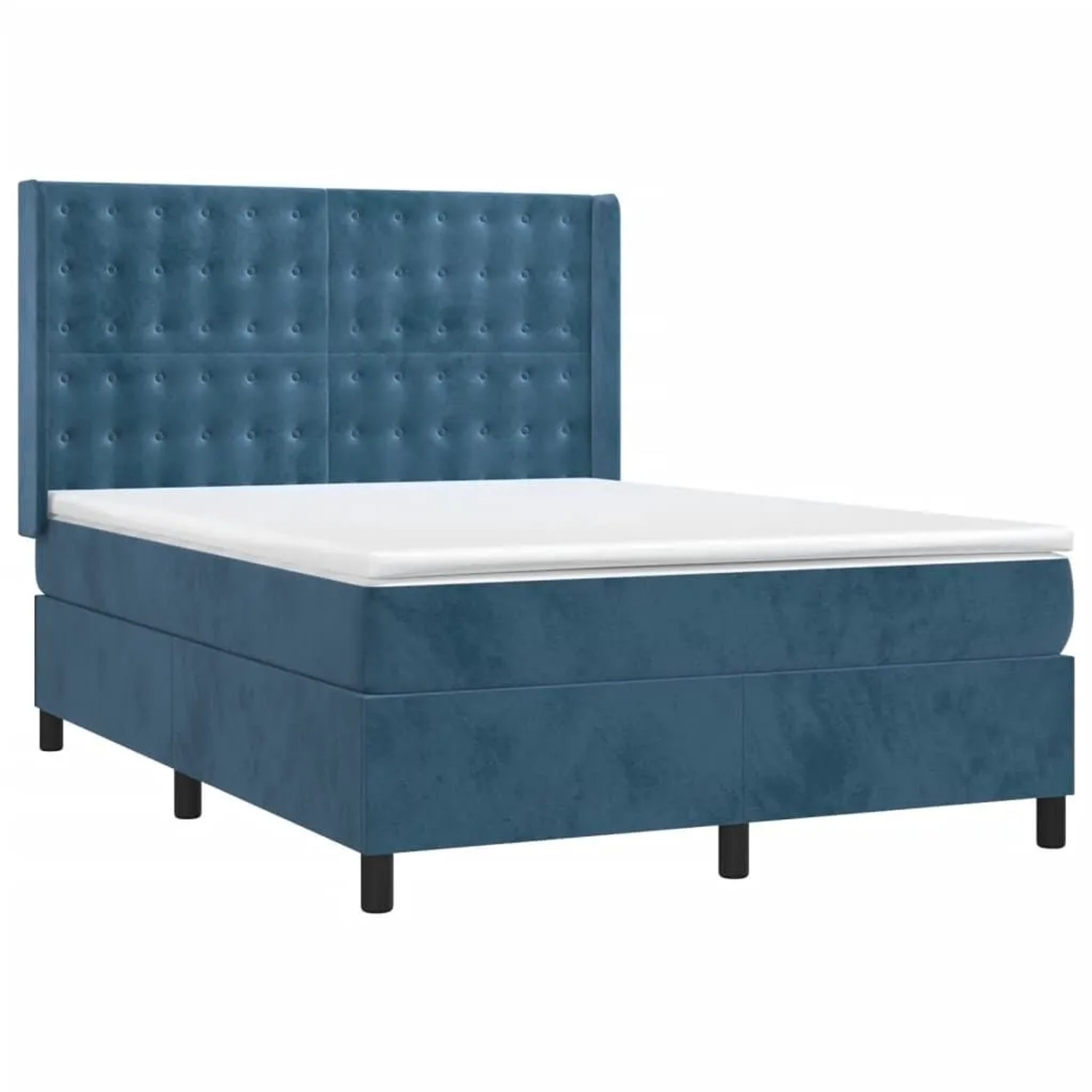 vidaXL Boxspringbett mit Matratze & LED Dunkelblau 140x200 cm Samt 3139809