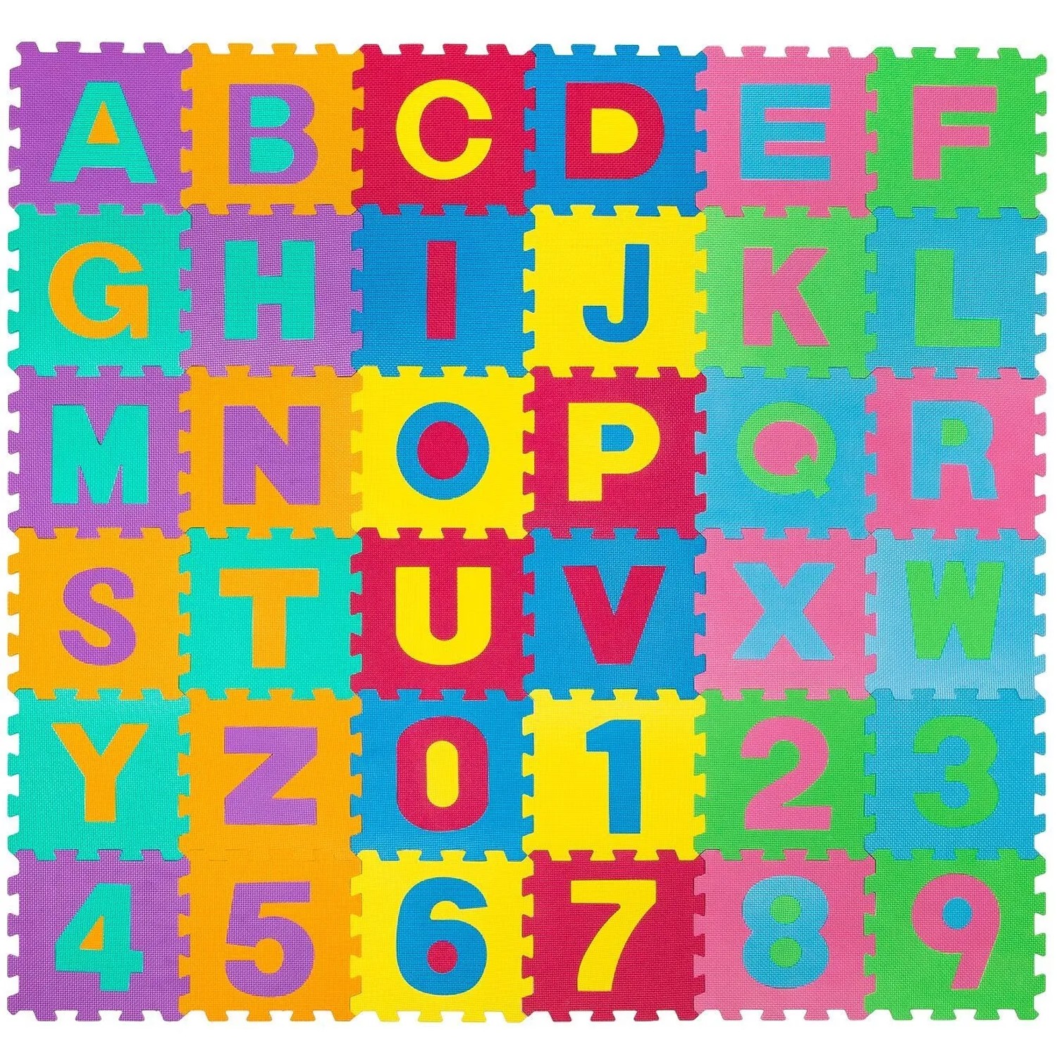 Tectake Puzzlematte  86 Teilig Mit Buchstaben und Zahlen  31 50 x 31 50 x 1 cm Bunt