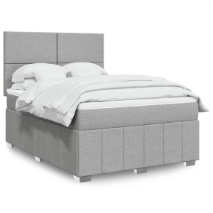 vidaXL Boxspringbett mit Matratze Hellgrau 160x200 cm Stoff 3294012
